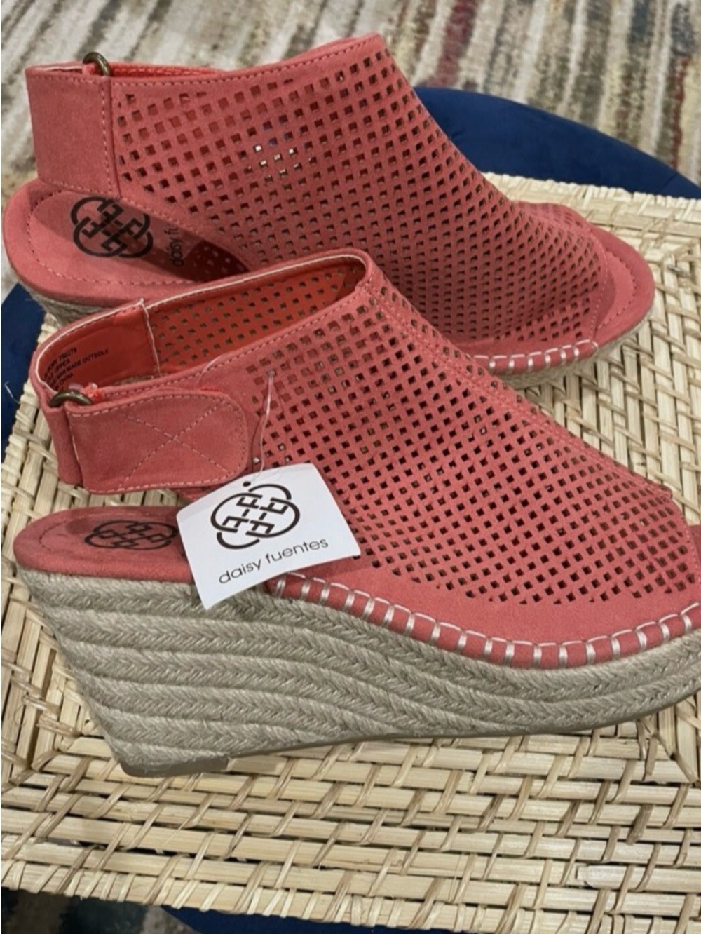 Daisy Fuentes Coral Perforatedt Slingback Espadrille Wedges